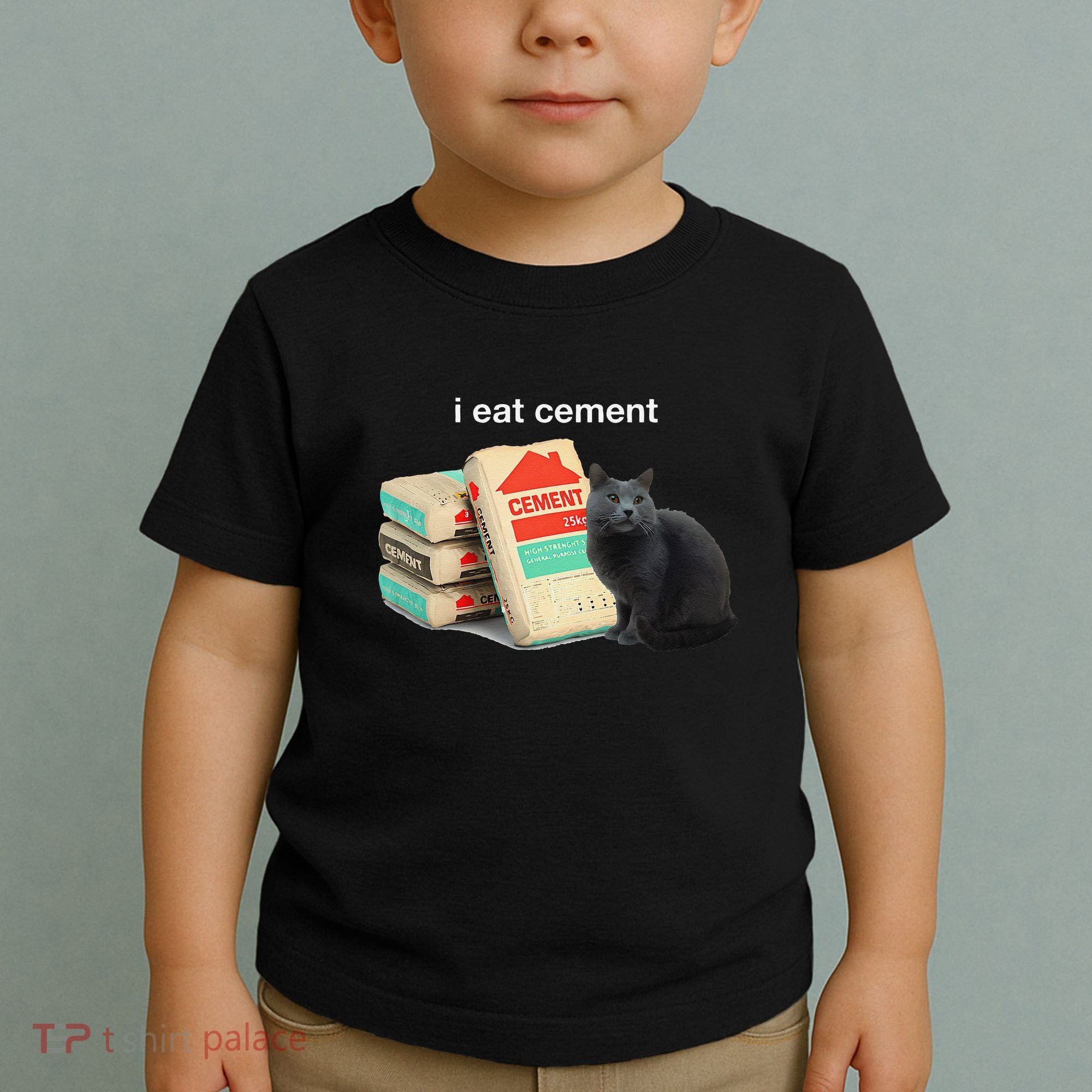 I Eat Cement Cursed Black Cat Funny Dank Meme Toddler T-Shirt