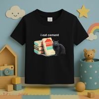 I Eat Cement Cursed Black Cat Funny Dank Meme Toddler T-Shirt thumb 3