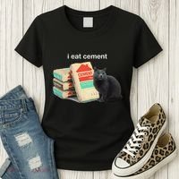 I Eat Cement Cursed Black Cat Funny Dank Meme Women's T-Shirt thumb 3
