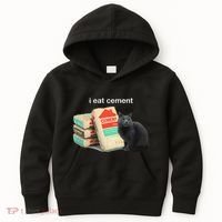 I Eat Cement Cursed Black Cat Funny Dank Meme Kids Hoodie thumb 0