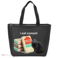 I Eat Cement Cursed Black Cat Funny Dank Meme Tote Bag thumb 0