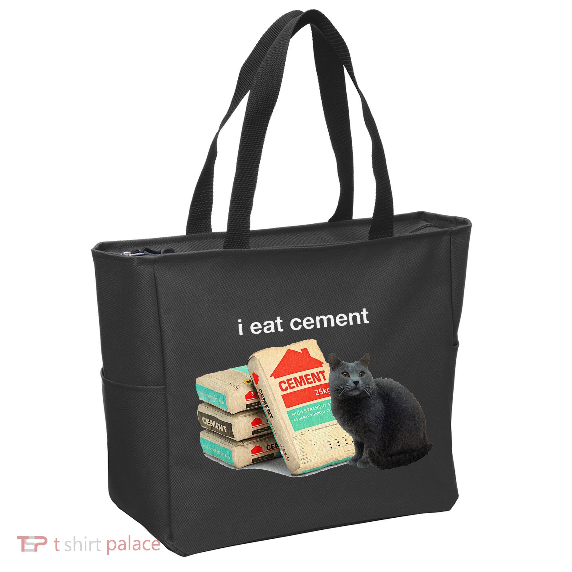 I Eat Cement Cursed Black Cat Funny Dank Meme Tote Bag