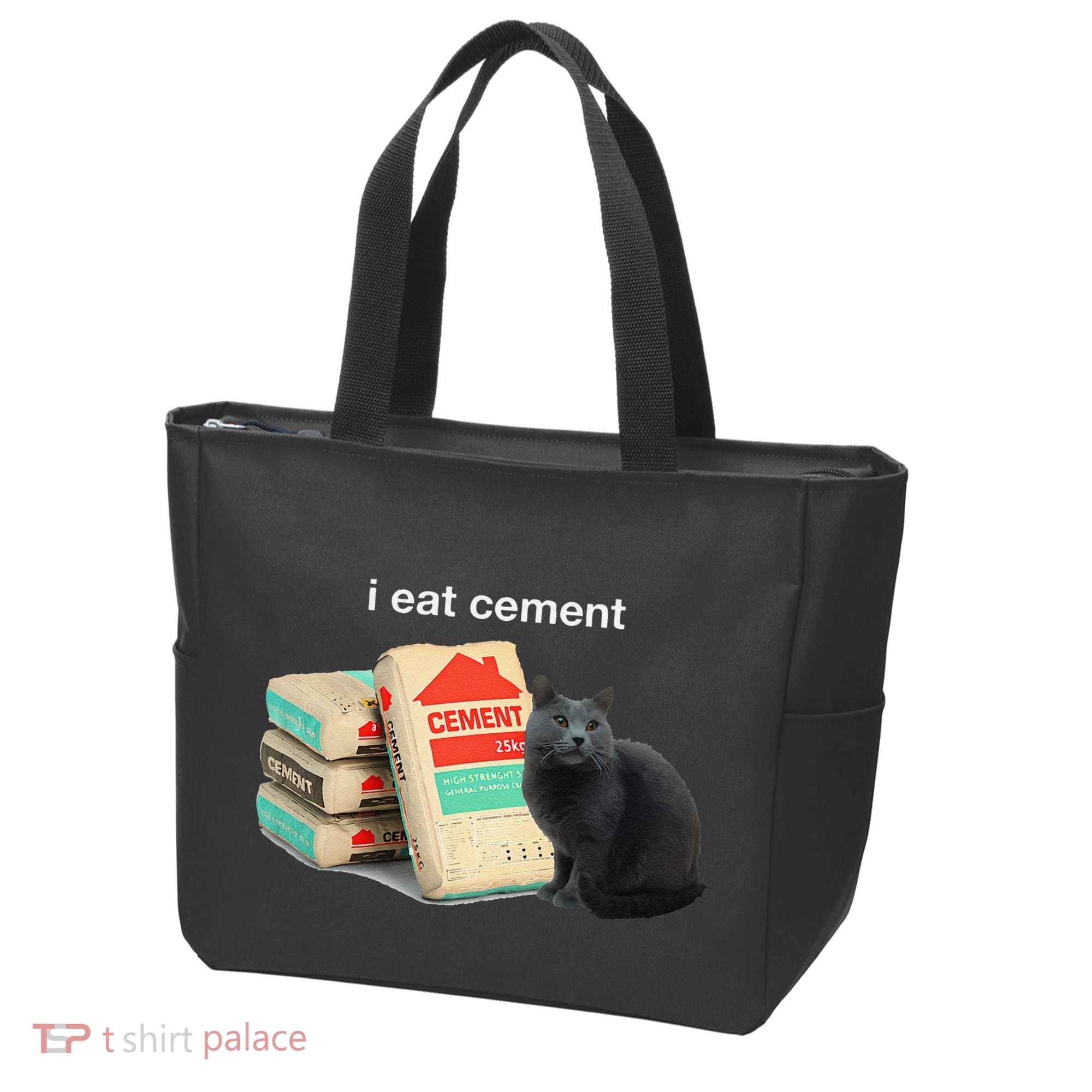 I Eat Cement Cursed Black Cat Funny Dank Meme Tote Bag