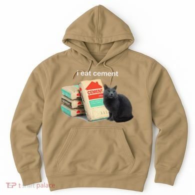 I Eat Cement Cursed Black Cat Funny Dank Meme Hoodie