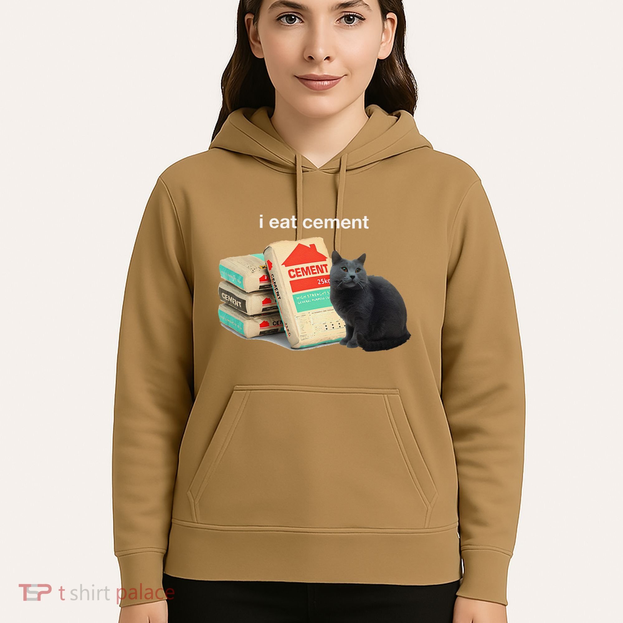 I Eat Cement Cursed Black Cat Funny Dank Meme Hoodie