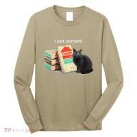 I Eat Cement Cursed Black Cat Funny Dank Meme Long Sleeve Shirt thumb 0