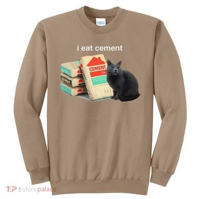 I Eat Cement Cursed Black Cat Funny Dank Meme Sweatshirt