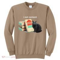 I Eat Cement Cursed Black Cat Funny Dank Meme Sweatshirt thumb 0