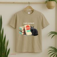 I Eat Cement Cursed Black Cat Funny Dank Meme T-Shirt thumb 2