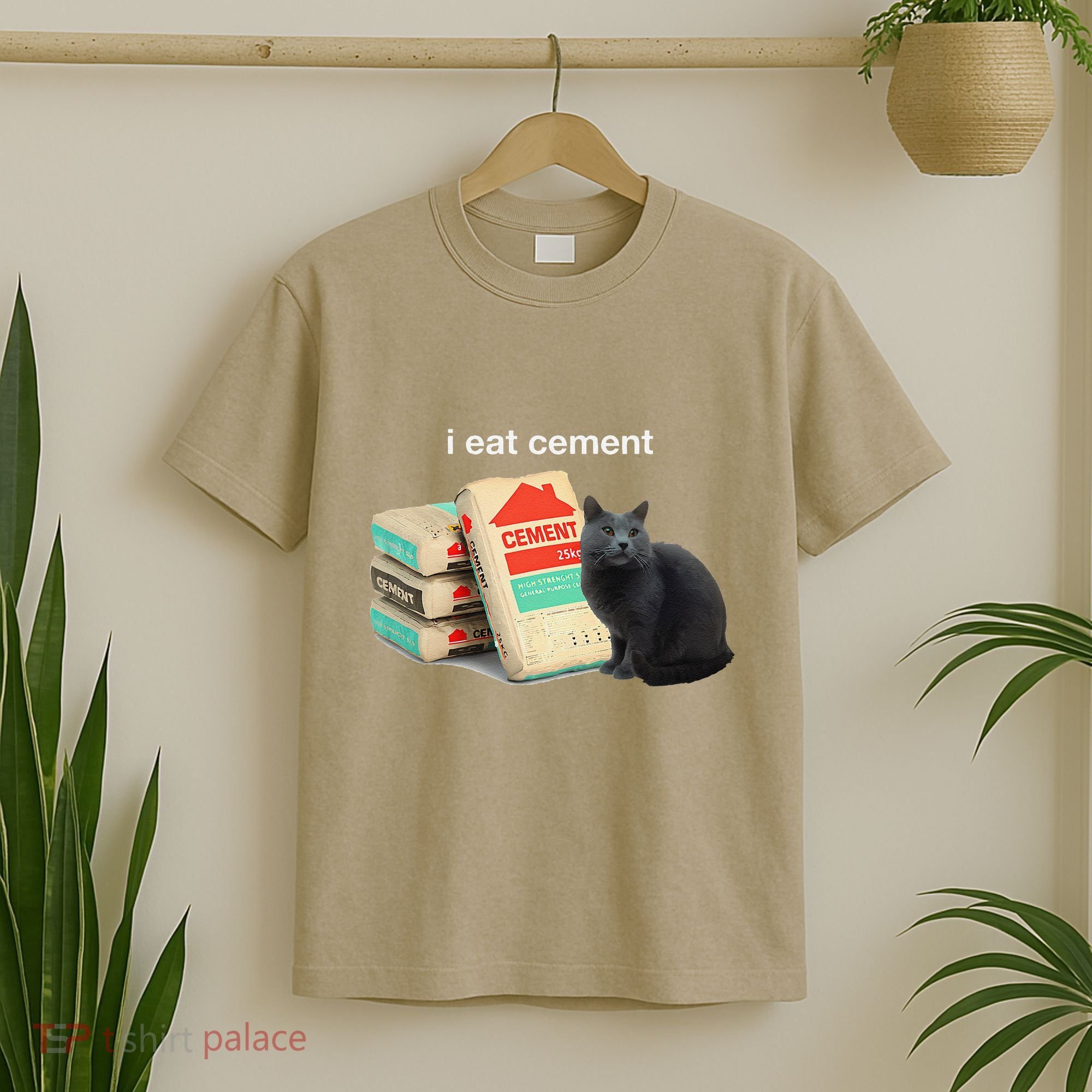 I Eat Cement Cursed Black Cat Funny Dank Meme T-Shirt