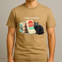 I Eat Cement Cursed Black Cat Funny Dank Meme T-Shirt thumb 3