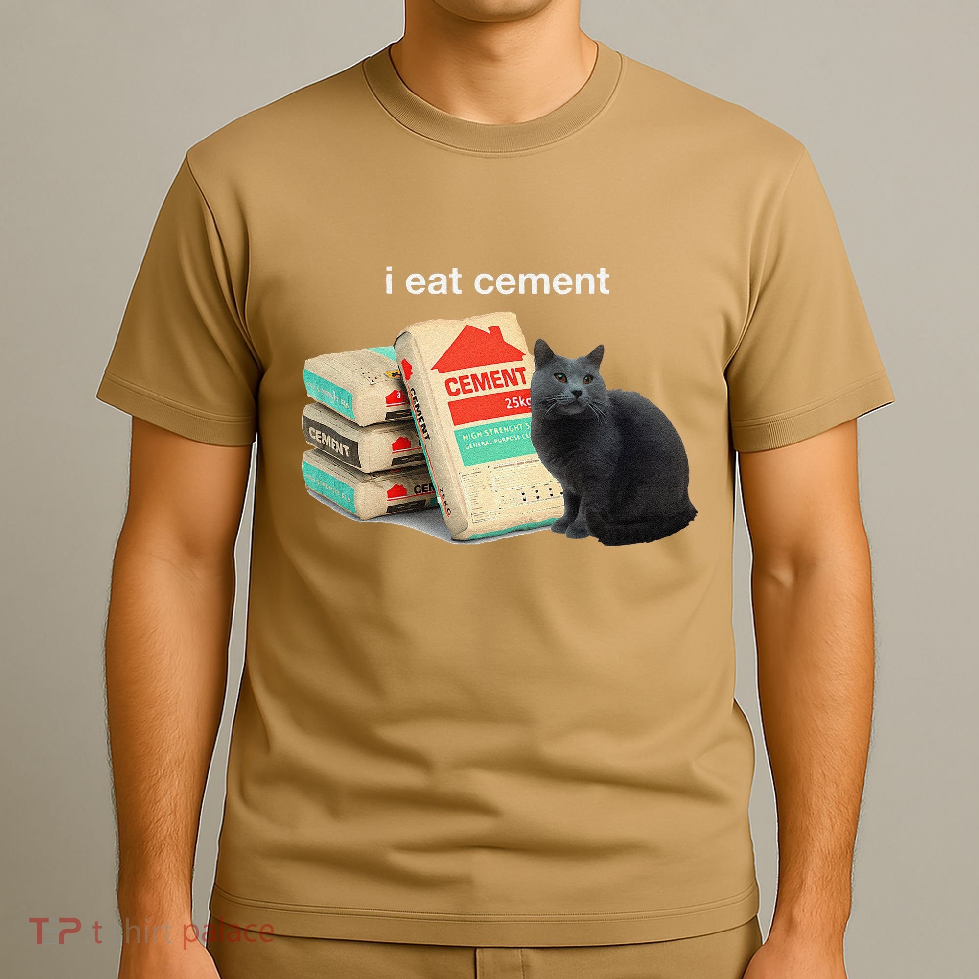 I Eat Cement Cursed Black Cat Funny Dank Meme T-Shirt