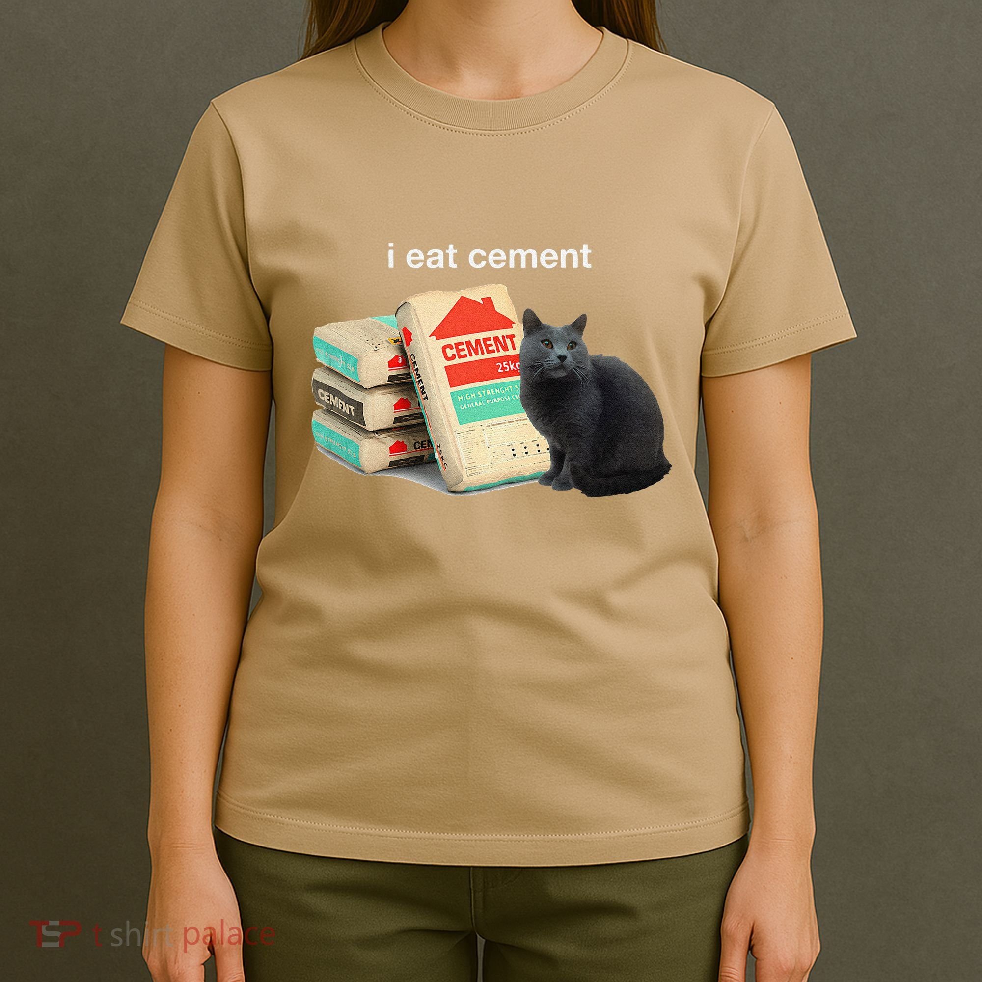 I Eat Cement Cursed Black Cat Funny Dank Meme T-Shirt