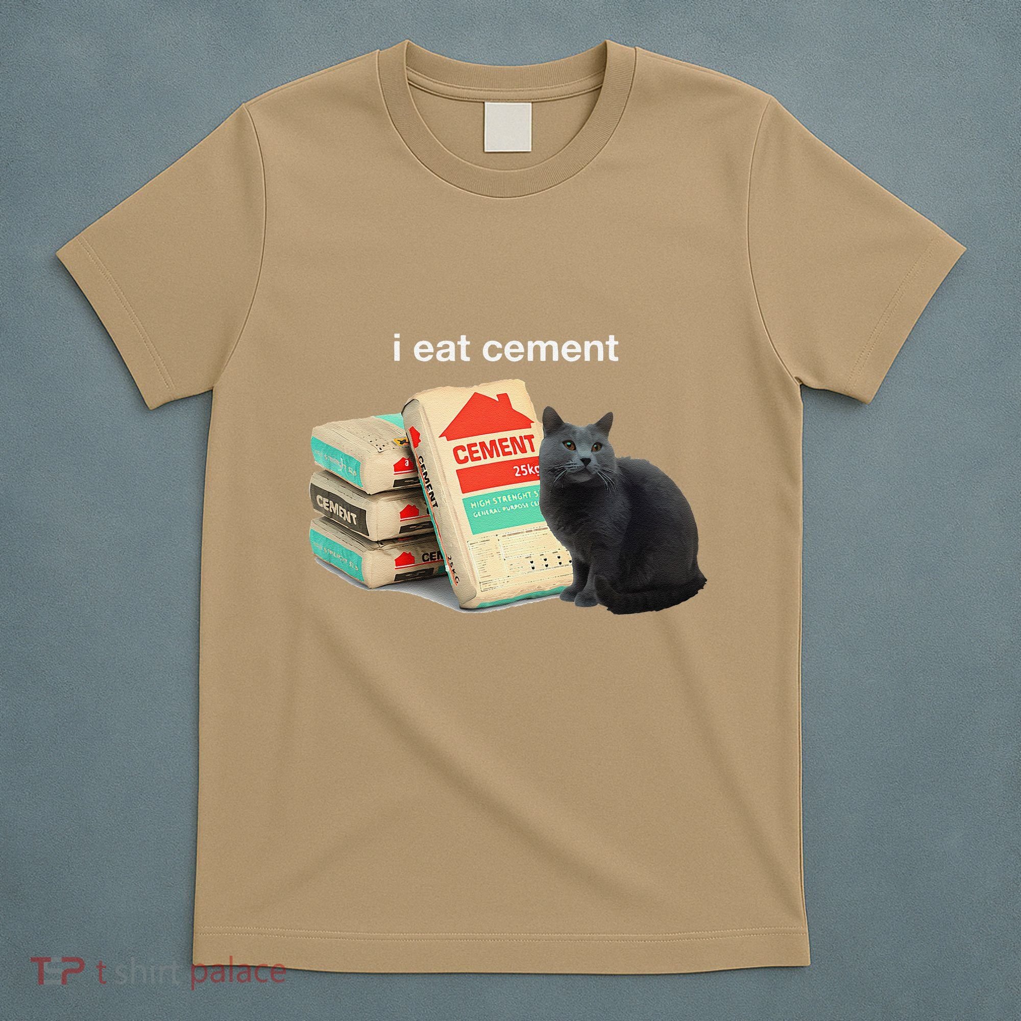I Eat Cement Cursed Black Cat Funny Dank Meme T-Shirt