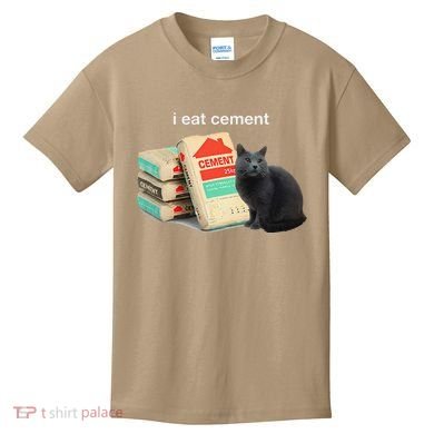I Eat Cement Cursed Black Cat Funny Dank Meme Kids T-Shirt