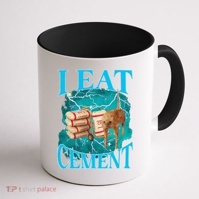 I Eat Cement Cursed Cat Funny Oddly Specific Dank Meme Coffee Mug back