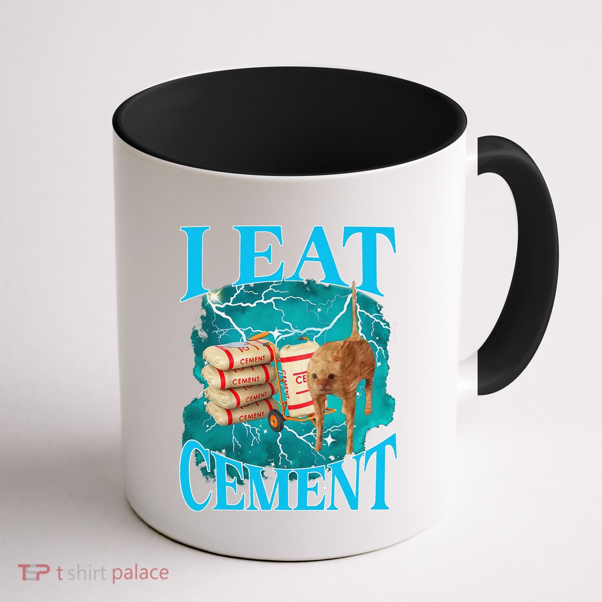 I Eat Cement Cursed Cat Funny Oddly Specific Dank Meme Coffee Mug