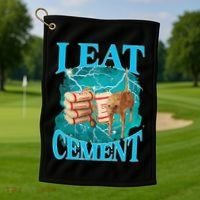I Eat Cement Cursed Cat Funny Oddly Specific Dank Meme Golf Towel thumb 1