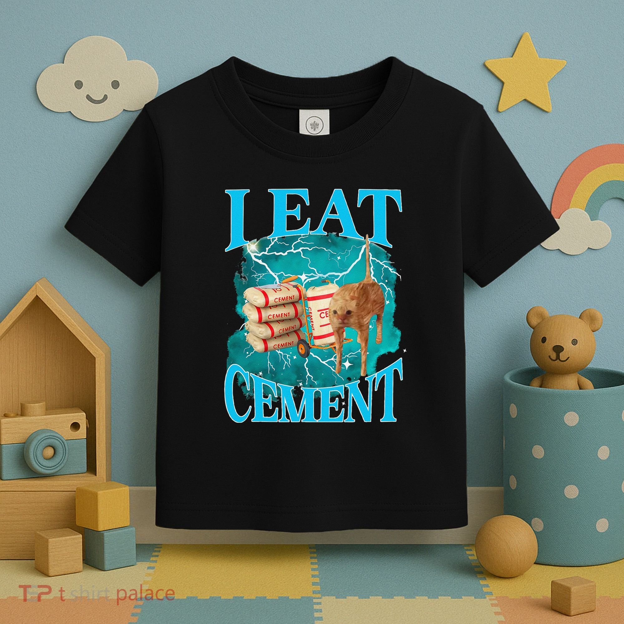 I Eat Cement Cursed Cat Funny Oddly Specific Dank Meme Toddler T-Shirt