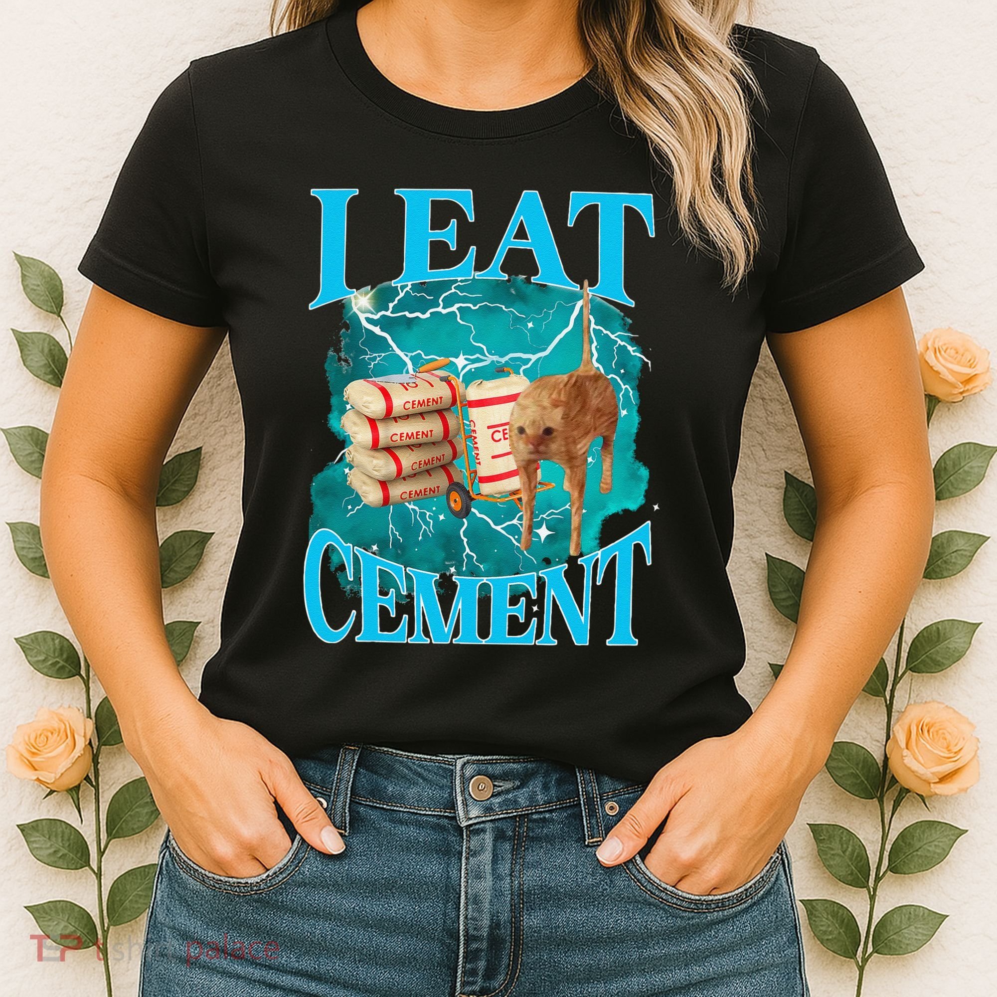 I Eat Cement Cursed Cat Funny Oddly Specific Dank Meme Women's T-Shirt