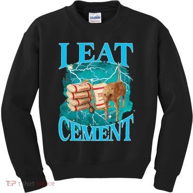 I Eat Cement Cursed Cat Funny Oddly Specific Dank Meme Kids Sweatshirt