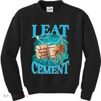 I Eat Cement Cursed Cat Funny Oddly Specific Dank Meme Kids Sweatshirt thumb 0
