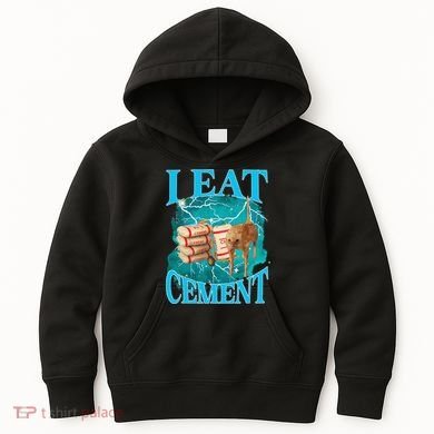 I Eat Cement Cursed Cat Funny Oddly Specific Dank Meme Kids Hoodie