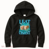 I Eat Cement Cursed Cat Funny Oddly Specific Dank Meme Kids Hoodie thumb 0
