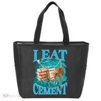 I Eat Cement Cursed Cat Funny Oddly Specific Dank Meme Tote Bag thumb 0