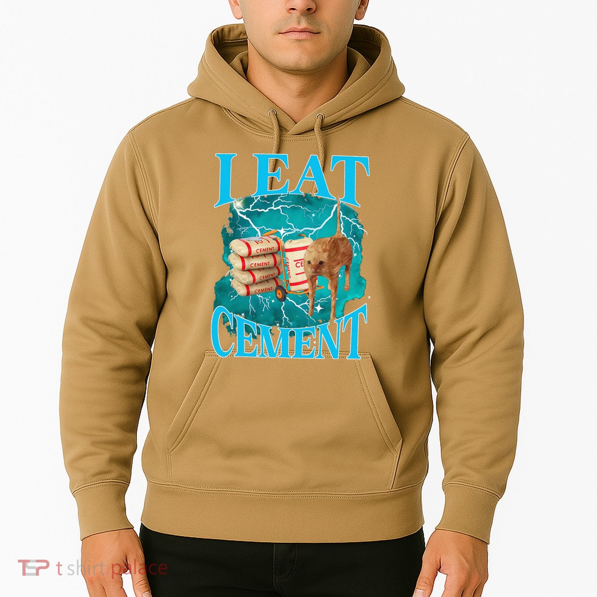 I Eat Cement Cursed Cat Funny Oddly Specific Dank Meme Hoodie