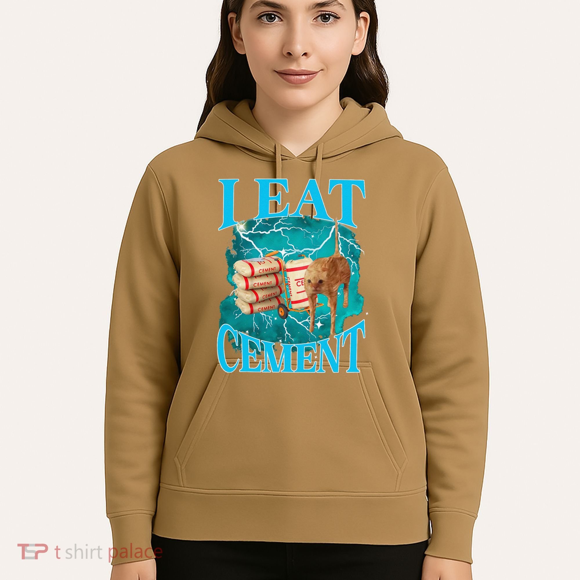 I Eat Cement Cursed Cat Funny Oddly Specific Dank Meme Hoodie