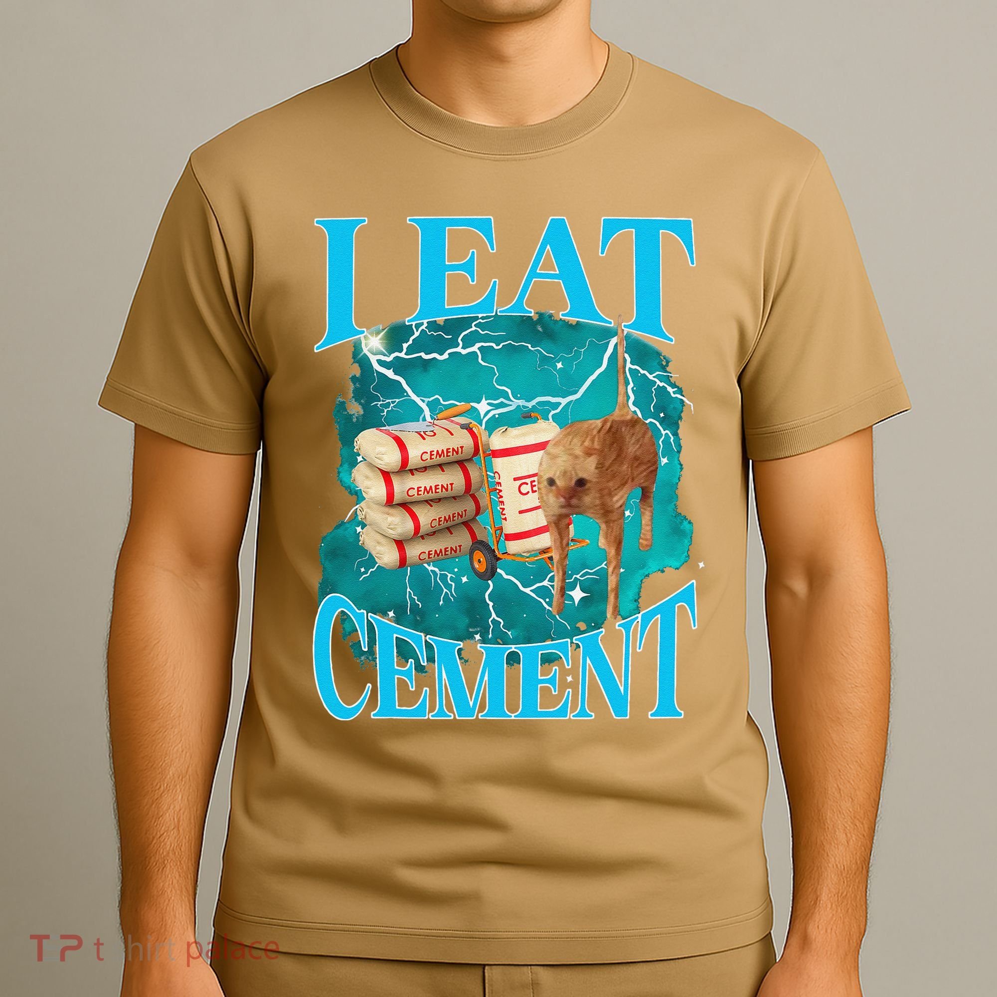 I Eat Cement Cursed Cat Funny Oddly Specific Dank Meme T-Shirt