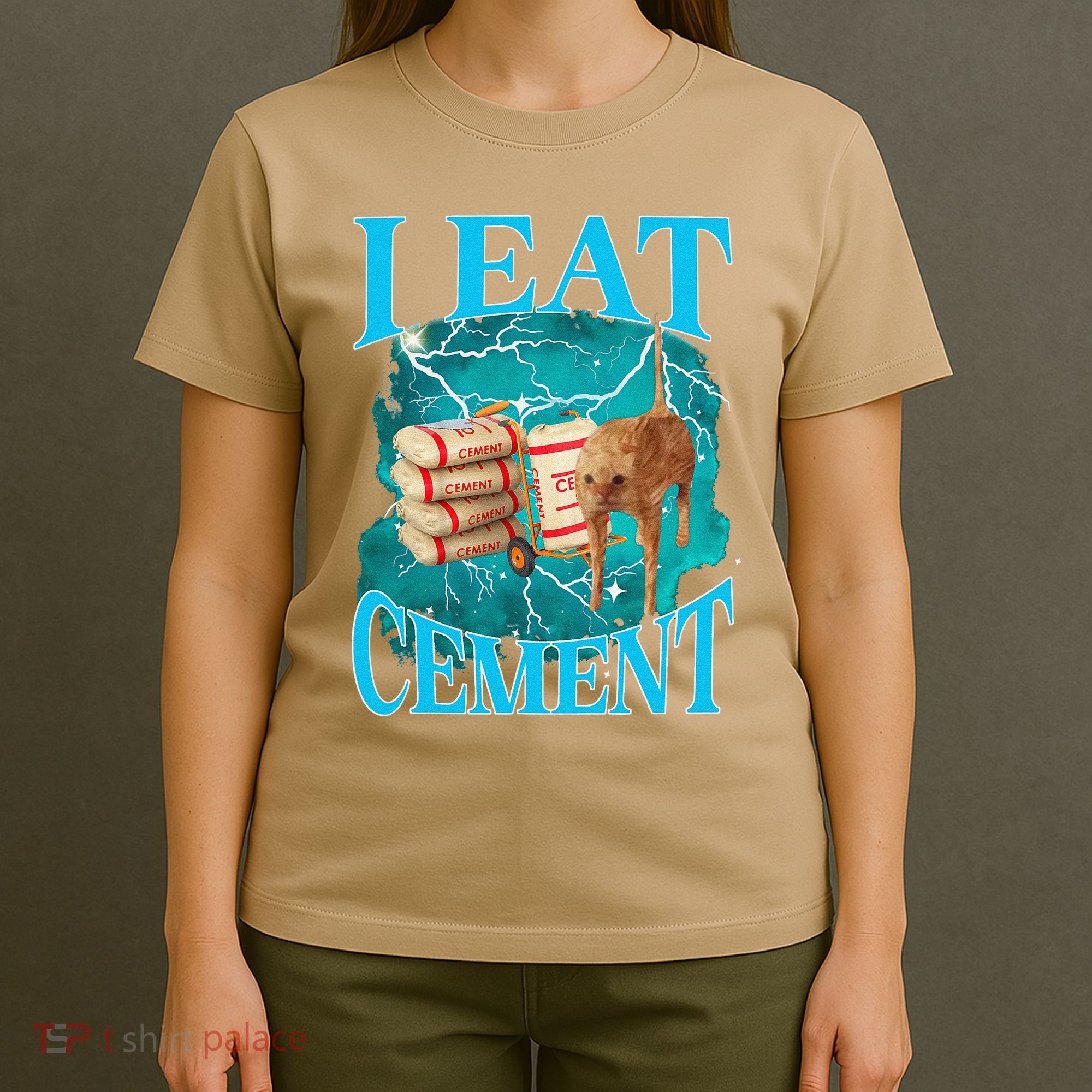I Eat Cement Cursed Cat Funny Oddly Specific Dank Meme T-Shirt