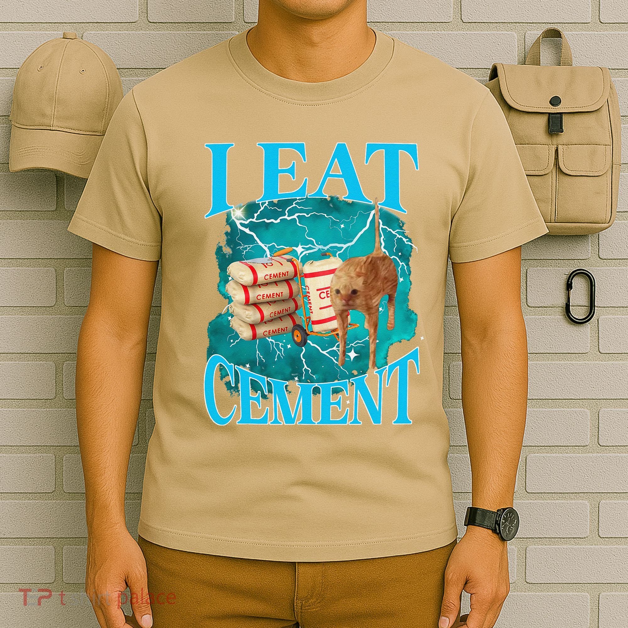 I Eat Cement Cursed Cat Funny Oddly Specific Dank Meme T-Shirt