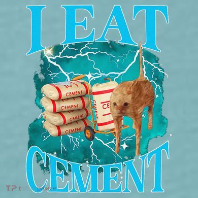 I Eat Cement Cursed Cat Funny Oddly Specific Dank Meme Sueded Cloud Jersey T-Shirt