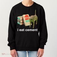 I Eat Cement Cursed Cat Funny Oddly Specific Meme Women's Sweatshirt thumb 0