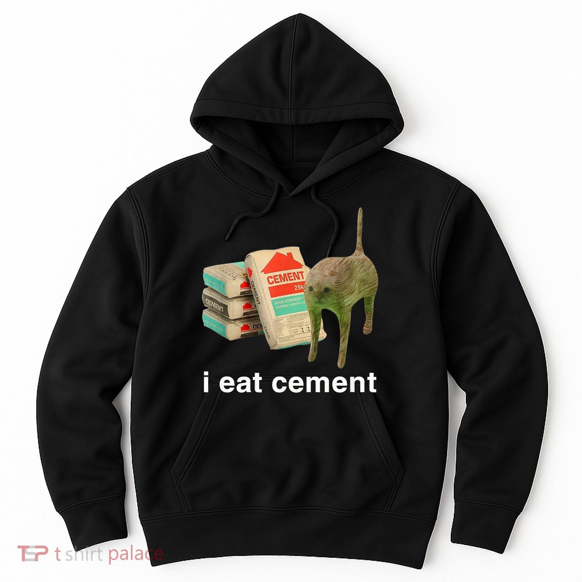 I Eat Cement Cursed Cat Funny Oddly Specific Meme Hoodie