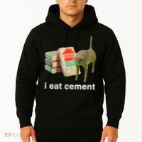 I Eat Cement Cursed Cat Funny Oddly Specific Meme Hoodie thumb 2