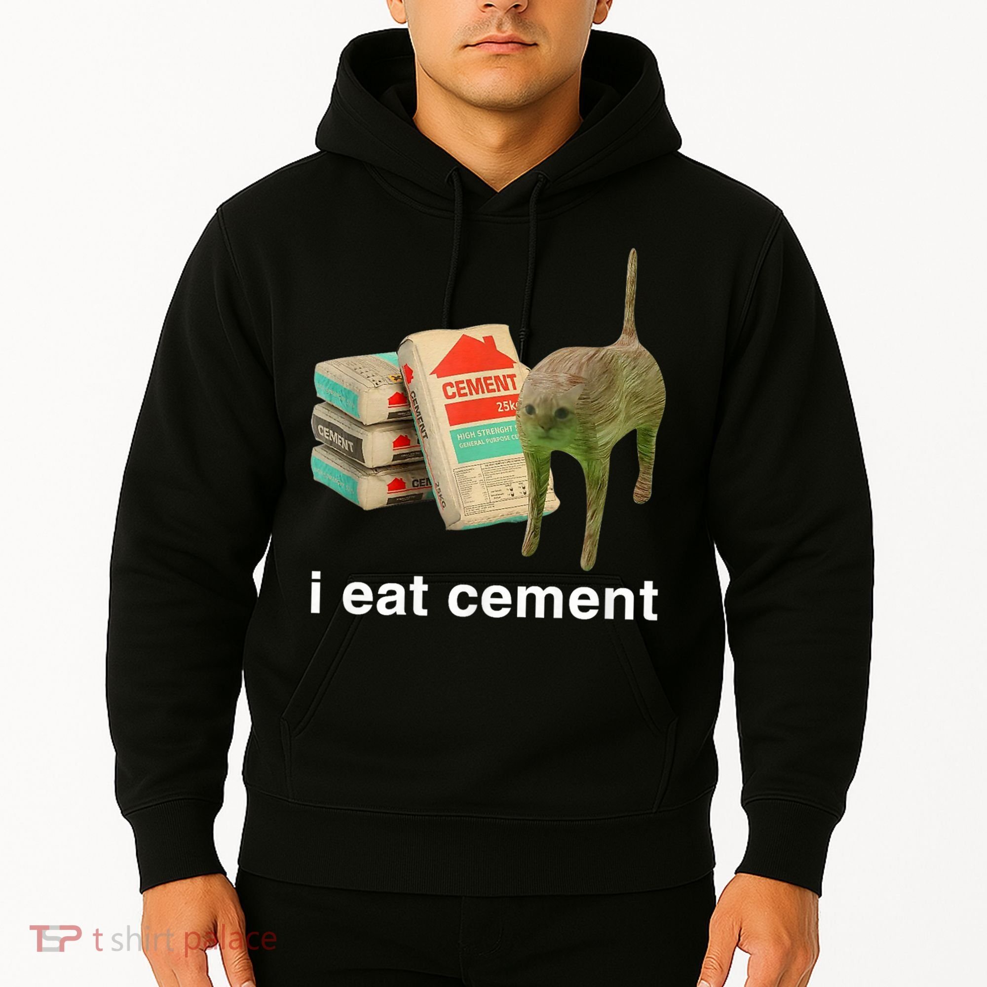 I Eat Cement Cursed Cat Funny Oddly Specific Meme Hoodie