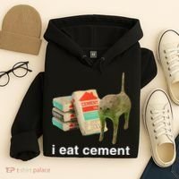 I Eat Cement Cursed Cat Funny Oddly Specific Meme Hoodie thumb 4