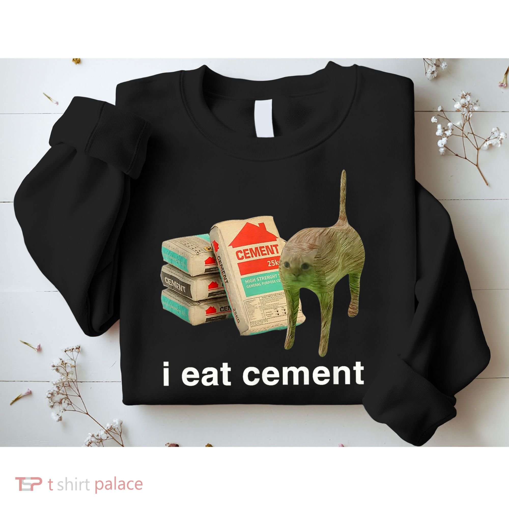 I Eat Cement Cursed Cat Funny Oddly Specific Meme Sweatshirt