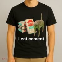 I Eat Cement Cursed Cat Funny Oddly Specific Meme T-Shirt thumb 3