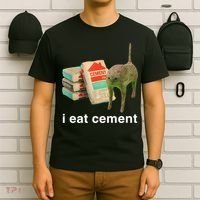 I Eat Cement Cursed Cat Funny Oddly Specific Meme T-Shirt thumb 6