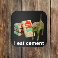 I Eat Cement Cursed Cat Funny Oddly Specific Meme Coaster thumb 0