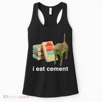 I Eat Cement Cursed Cat Funny Oddly Specific Meme Women's Tank Top thumb 0