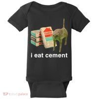 I Eat Cement Cursed Cat Funny Oddly Specific Meme Baby Bodysuit thumb 0