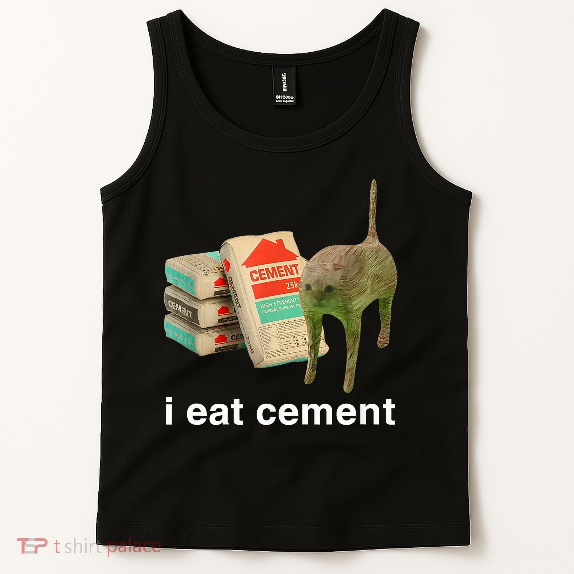 I Eat Cement Cursed Cat Funny Oddly Specific Meme Tank Top