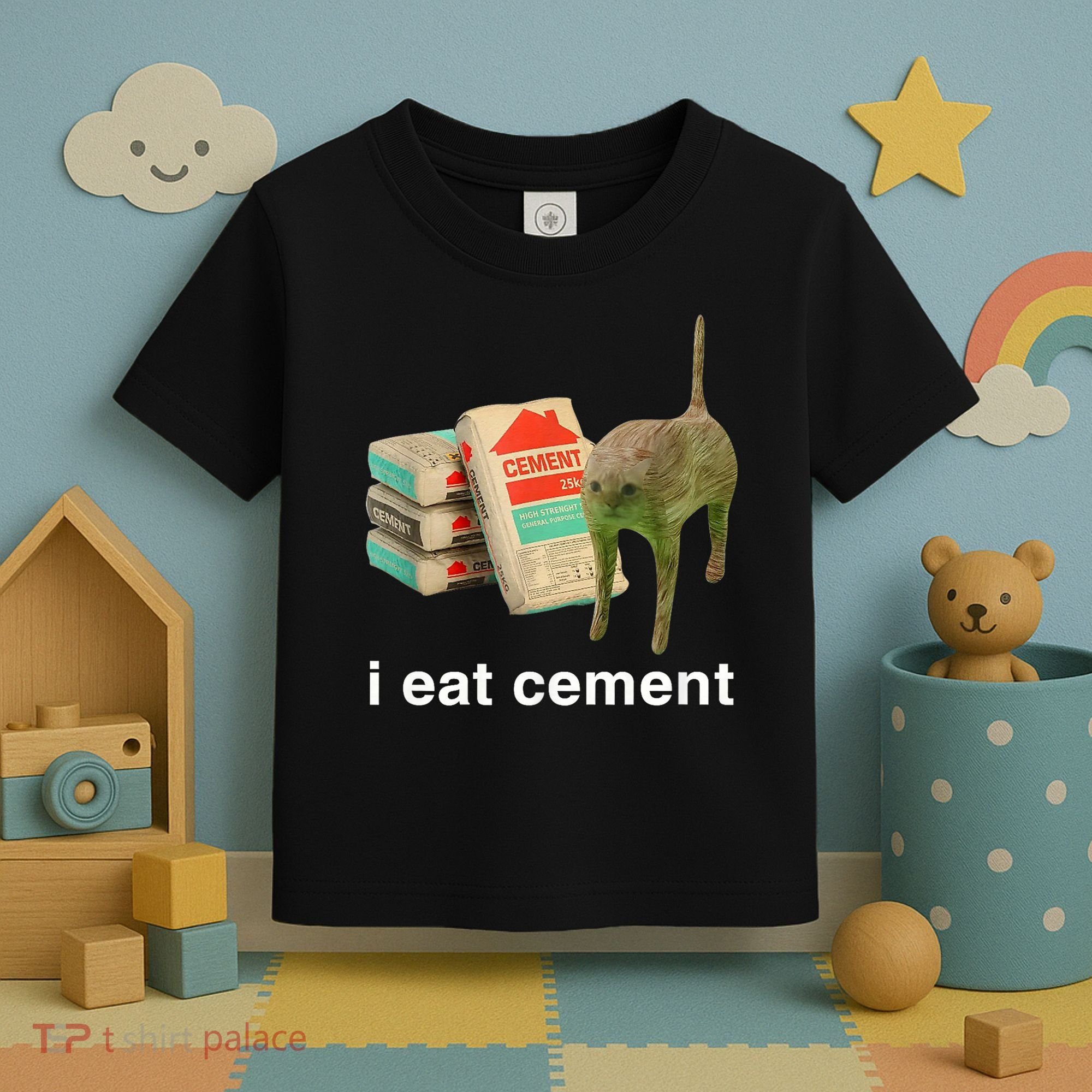 I Eat Cement Cursed Cat Funny Oddly Specific Meme Toddler T-Shirt