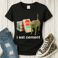 I Eat Cement Cursed Cat Funny Oddly Specific Meme Women's T-Shirt thumb 3