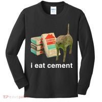 I Eat Cement Cursed Cat Funny Oddly Specific Meme Kids Long Sleeve Shirt thumb 0